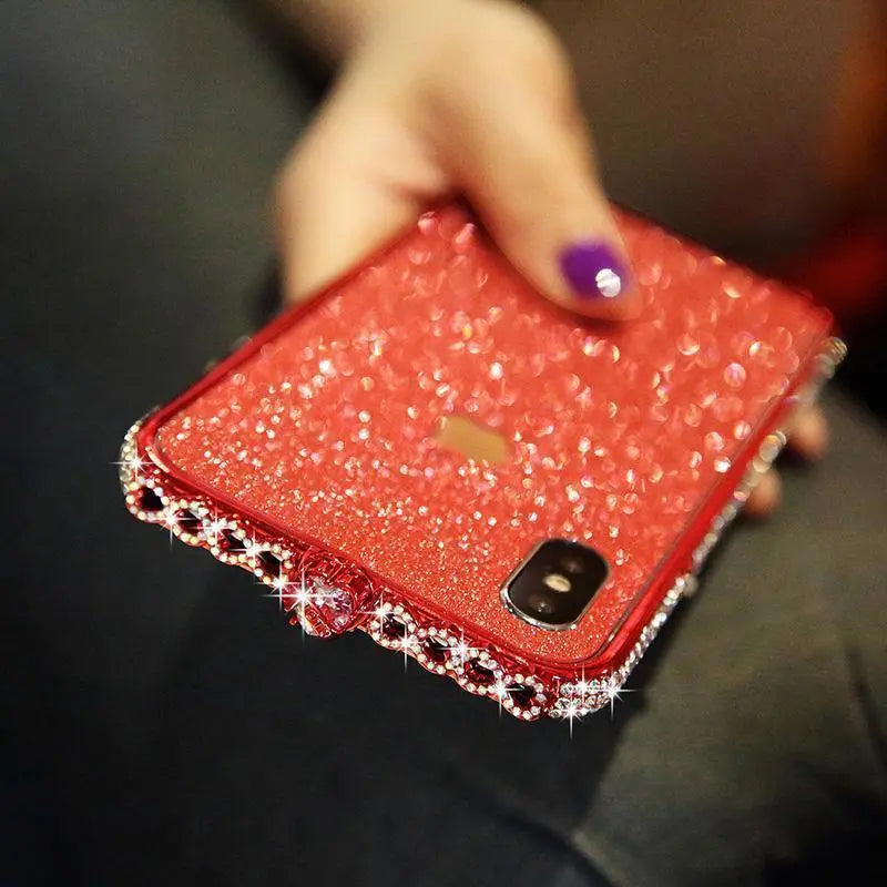 Bling Heart-Shaped Crystal iPhone Case With Grade A Aluminum Frame