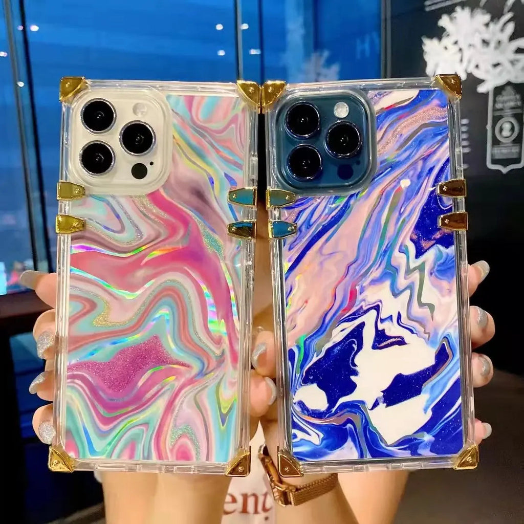 Color transparent square phone case for iphone
