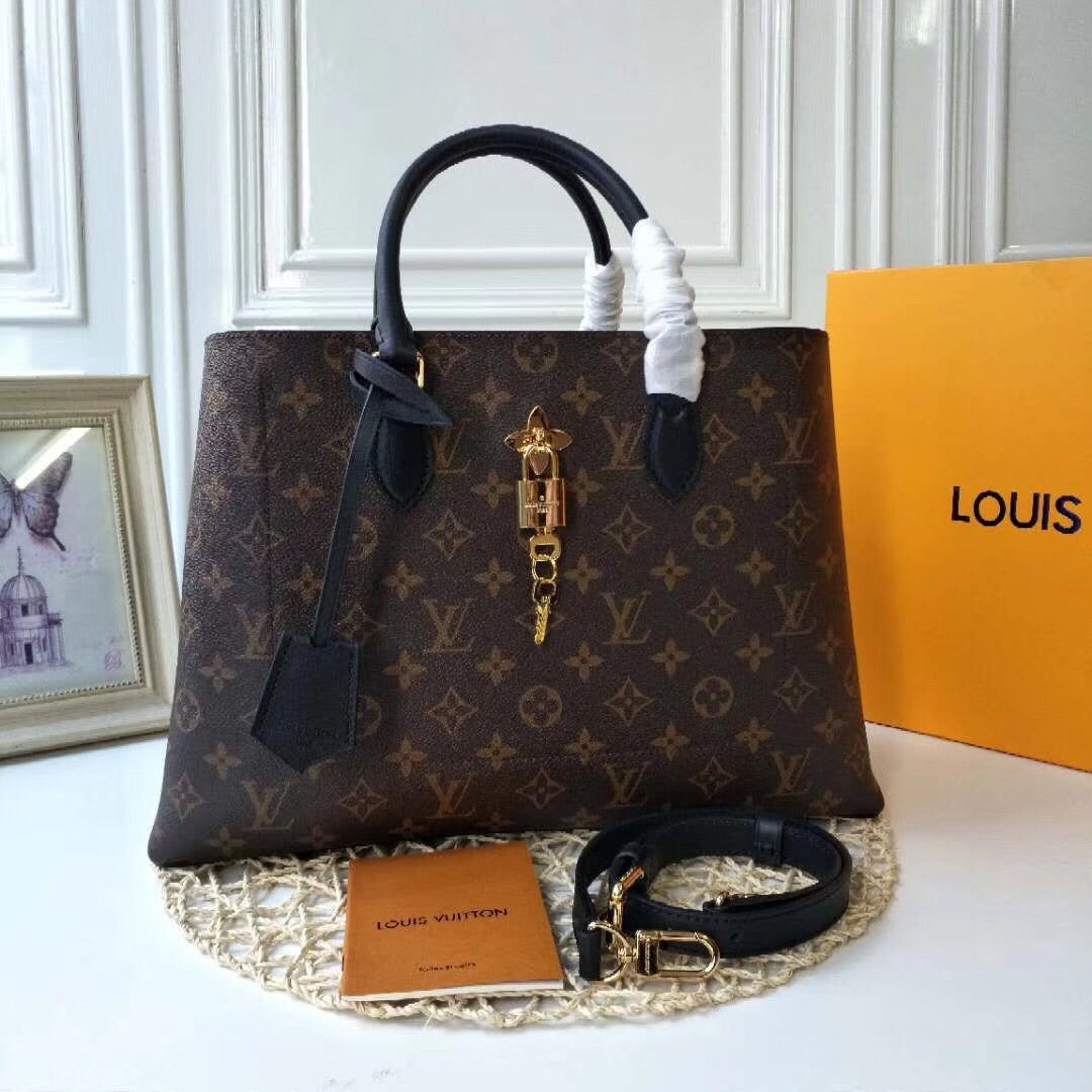 classic retro flower black handbag